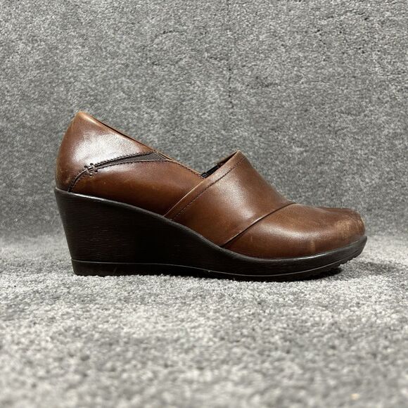 Dansko Rosaline Womens 41 Brown Leather Casual Wedge Heels Pump Slip On Shoes - Picture 7 of 10